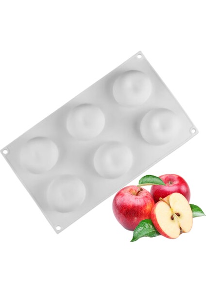 Profesyonel Silikon Elma Kalıp 6 Bölmeli