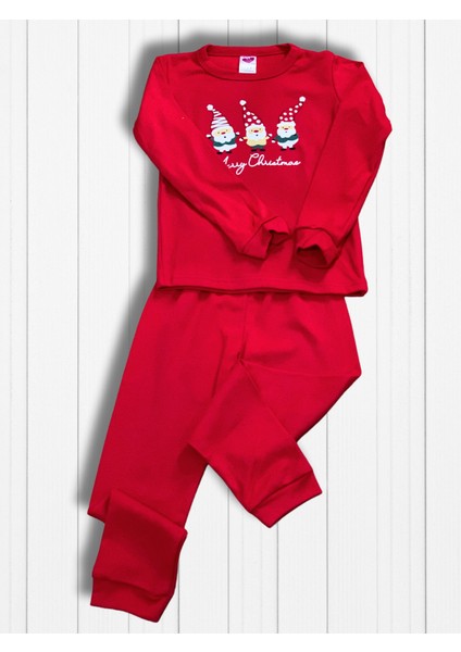 Baskılı Pamuk Kız Çocuk Yeni Yıl Pijama Takımı (Noel Baba) fırsatları