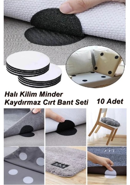 Halı Kilim Nevresim Örtü Kaydırmaz Minder Cırt Bant 10 Adet Seti Yapışkanlı Halı Kaydırmaz