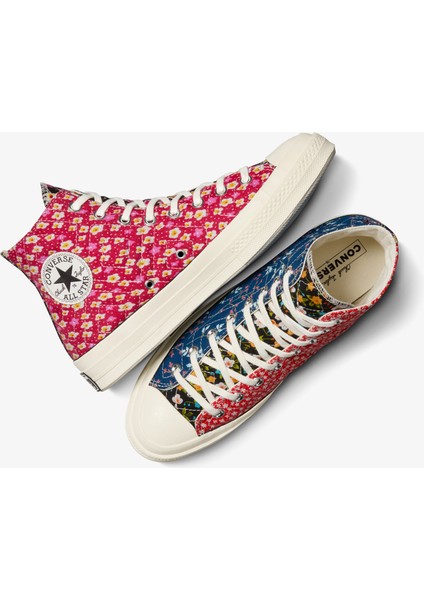 Beyond Retro Upcycled Floral Chuck 70 Unisex Mavi/kırmızı Sneaker indirimleri