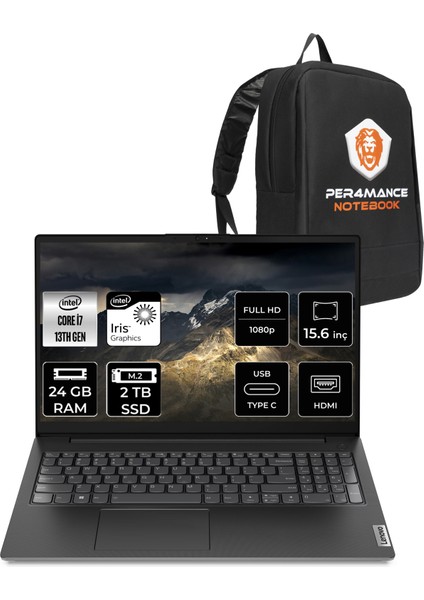 V15 G4 Intel Core I7 1355U 24GB 2tb SSD 15.6" Fhd Fdos Taşınabilir Bilgisayar & Per4 Çanta 83A100KXTRP319