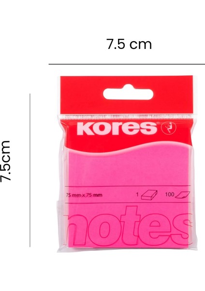 100'LÜ Yapışkanlı Not Kağıdı - Pembe - 7,5 cm