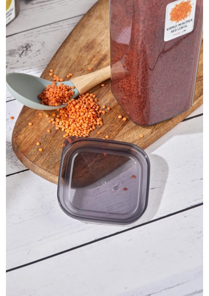 Elisa 12'li 24 Parça Etiketli Kapaklı Kare Erzak Saklama Kabı Antrasit 12 x 1.2 Lt Bakliyat Kabı modelleri