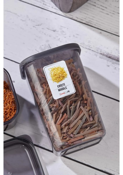 Elisa 12'li 24 Parça Etiketli Kapaklı Kare Erzak Saklama Kabı Antrasit 12 x 1.2 Lt Bakliyat Kabı indirimleri