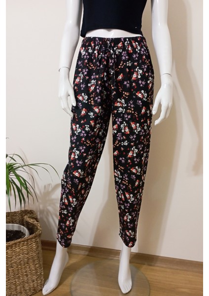 Kadın Çiçek Desenli Yumuşacık Penye Pijama Altı