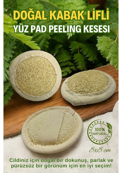 Doğal Kabak Lifi Yüz Pad Peeling Kesesi - Siyah Nokta, Leke Cilt Problemi Karşıtı, Cilt Yenileyici