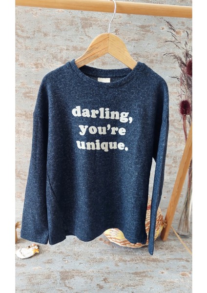 Lacivert Renkli, Slogan Baskılı, Yırtmaçlı,çocuk Yumoş Kazak fiyatları