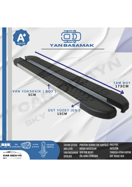 Ford Couirer Alüminyum Yan Basamak Marşpiyel Koruma 2014>2015>2016>2017>2018>2020>2021>2022>2024