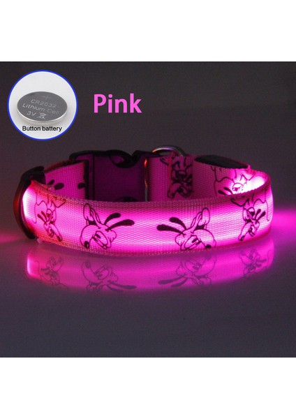 Pembe Düğme Pil Stili M Yaka 32-50CM Ayarlanabilir LED Köpek Tasma Işığı USB Şarj Edilebilir Gece Güvenliği Parlak Yakan Perro Büyük Köpekler Kedi Kolye Aksesuarı (Yurt Dışından)