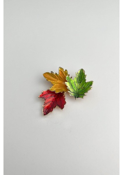Üç Renk Yaprak Broş (5cm)