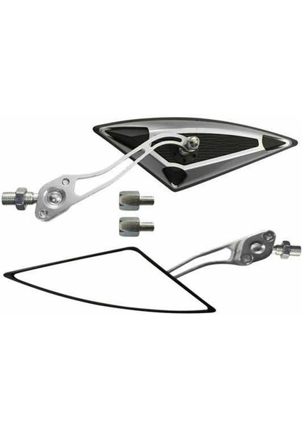 Motosiklet Aynası Üniversal Gri Üçgen 10MM ve 8mm Düz Diş Uyumlu