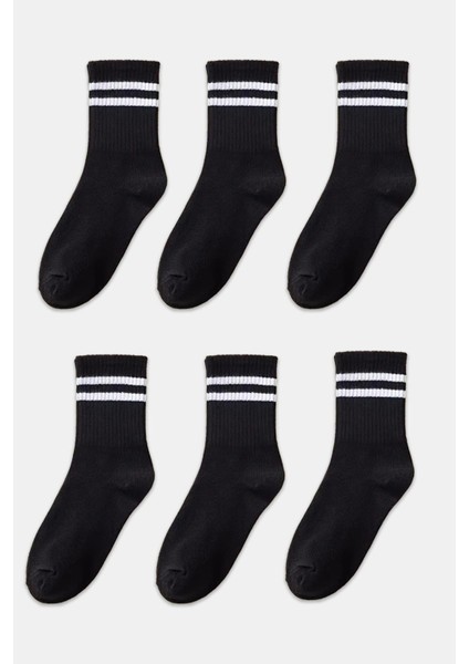 6 Çift Çizgili Tenis Çorabı Erkek ,kadın Unisex Çizgili Tenis Çorabı