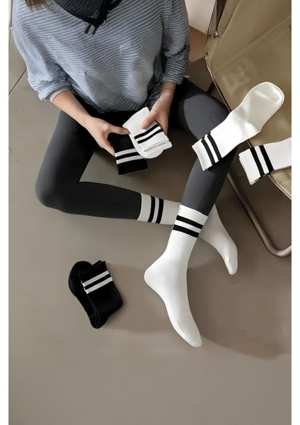 6 Çift Çizgili Tenis Çorabı Erkek ,kadın Unisex Çizgili Tenis Çorabı modelleri