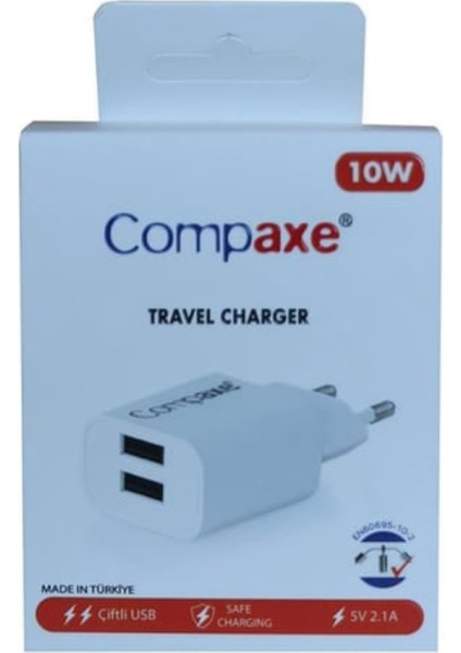 CTA-521DULB24 10W 5V 2.1A Çift USB + USB Kablolu Set