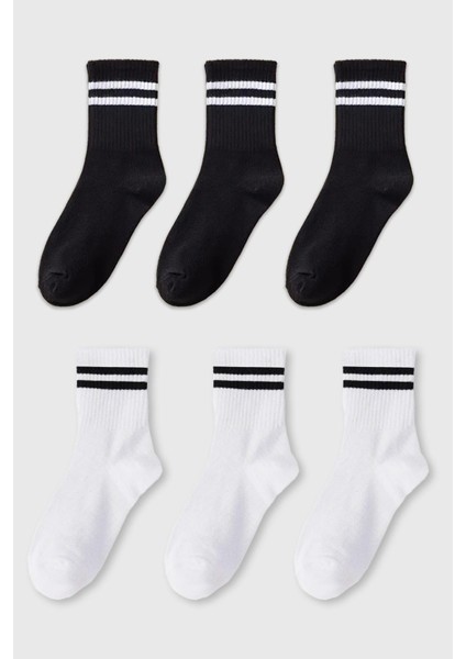 6 Çift Çizgili Tenis Çorabı Erkek ,kadın Unisex Çizgili Tenis Çorabı