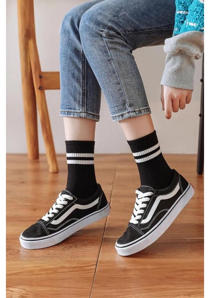 6 Çift Çizgili Tenis Çorabı Erkek ,kadın Unisex Çizgili Tenis Çorabı modelleri