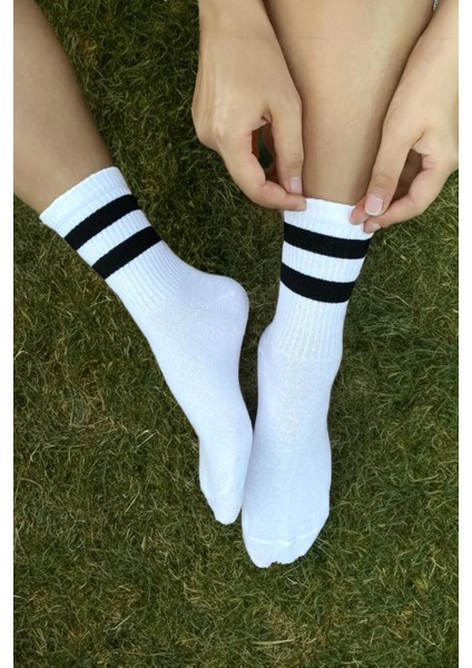 6 Çift Çizgili Tenis Çorabı Erkek ,kadın Unisex Çizgili Tenis Çorabı fırsatları