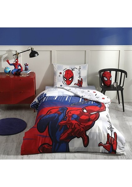 Spiderman Blue Tek Kişilik Disney Lisanslı Lastikli Fitted Çarşaf Çocuk Nevresim Takımı