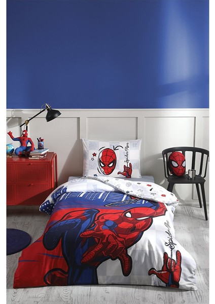 Spiderman Blue Tek Kişilik Disney Lisanslı Lastikli Fitted Çarşaf Çocuk Nevresim Takımı