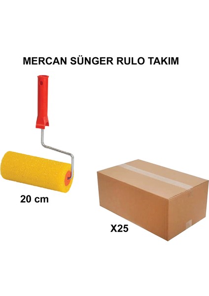 Izmir Fırça Arge Toptan Mercan Sünger Rulo Takım 20 Cm-25 Adet 011359