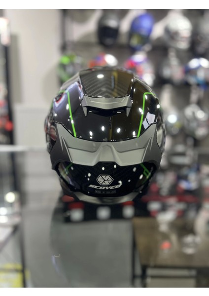 871 Ghost Yeşil Siyah Vizörlü Kapalı Kask fiyatları