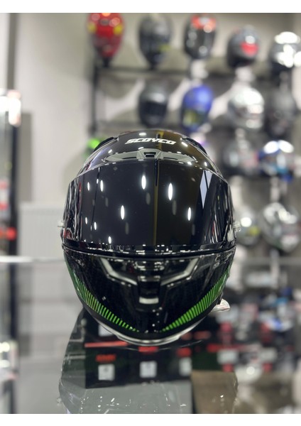 871 Ghost Yeşil Siyah Vizörlü Kapalı Kask fırsatları
