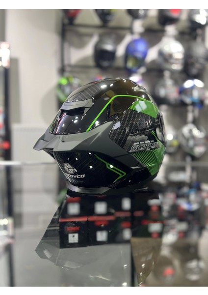 871 Ghost Yeşil Siyah Vizörlü Kapalı Kask indirimleri