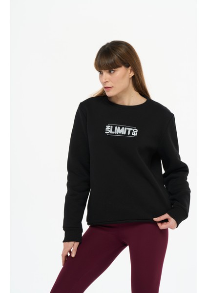 Kadın Pamuklu Içi Polarlı Bisiklet Yaka Sweatshirt