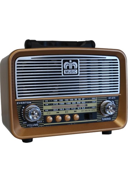 RT-875 Bluetooth Fm-Usb-Tf-Aux Şarjlı Nostaljik Radyo