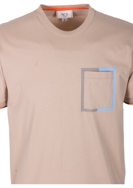 Erkek Tişört Bisiklet Yaka Bej Slim Fit %100 Pamuk T-Shirt Ncs Jeans 1304 fırsatları