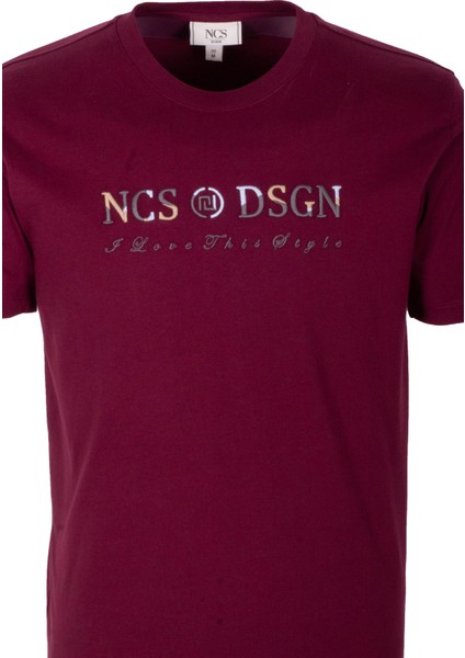 Erkek Tişört Bisiklet Yaka Bordo Slim Fit %100 Pamuk T-Shirt Ncs Jeans 1303 modelleri