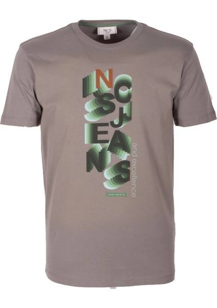 Erkek Tişört Bisiklet Yaka Haki Slim Fit %100 Pamuk T-Shirt Ncs Jeans 1308