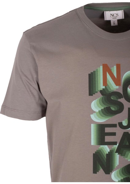 Erkek Tişört Bisiklet Yaka Haki Slim Fit %100 Pamuk T-Shirt Ncs Jeans 1308 modelleri