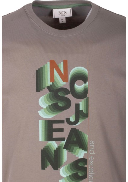 Erkek Tişört Bisiklet Yaka Haki Slim Fit %100 Pamuk T-Shirt Ncs Jeans 1308 fırsatları