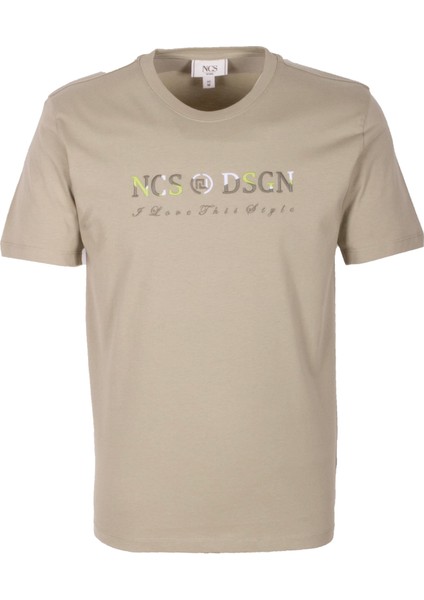Erkek Tişört Bisiklet Yaka Açık Olive Slim Fit %100 Pamuk T-Shirt Ncs Jeans 1303