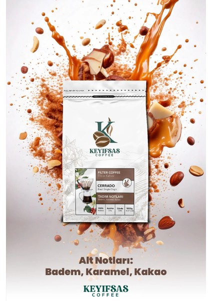 Brezilya Cerrado Filtre Kahve 1 kg Çekirdek Veya Öğütülmüş