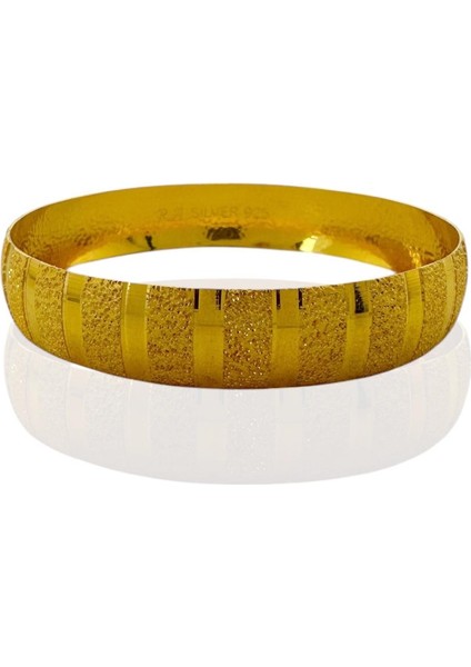 22 Ayar Altın Kaplama 12 mm 62 Boy 925 Gümüş Bilezik