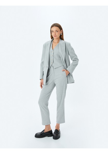 Cepli Slim Fit Yüksek Bel Cigarette Kumaş Pantolon