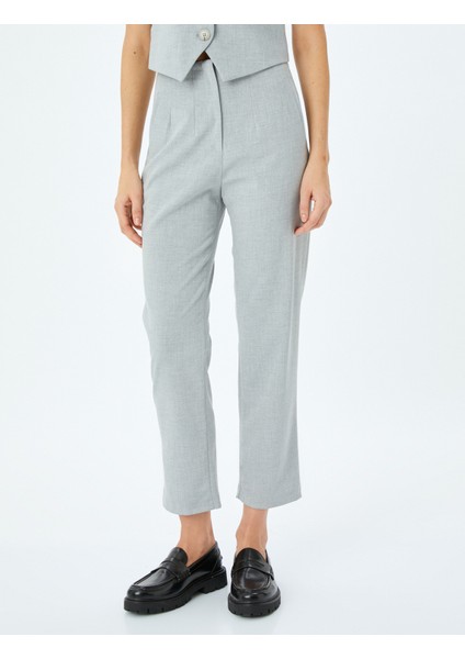 Cepli Slim Fit Yüksek Bel Cigarette Kumaş Pantolon