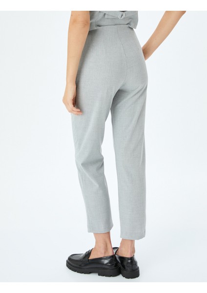 Cepli Slim Fit Yüksek Bel Cigarette Kumaş Pantolon