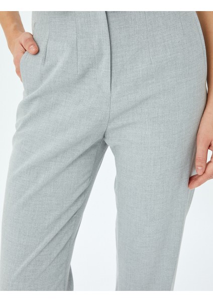 Cepli Slim Fit Yüksek Bel Cigarette Kumaş Pantolon