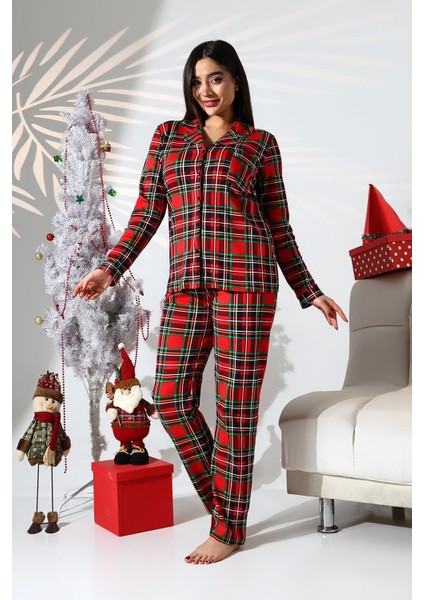 shop Ekose Büyük Beden Kırmızı Pijama Takımı