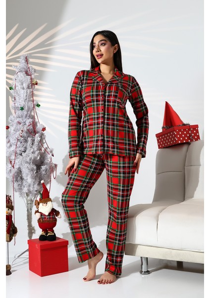 shop Ekose Büyük Beden Kırmızı Pijama Takımı