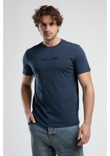 ECKO UNLTD Empıre Lacivert Bisiklet Yaka Nakışlı Standard Fit Erkek Tshirt