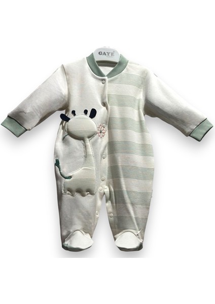 Zürafa Çizgi Desenli Ekru Mint Yeşili Tulum