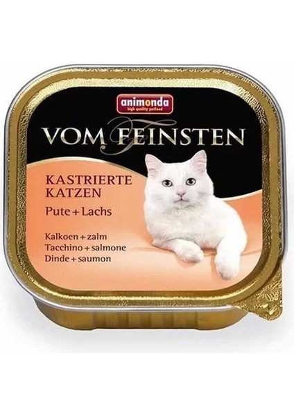 Vom Feinsten Hindi ve Somon Balıklı Kısırlaştırılmış Konserve Kedi Maması 100 gr