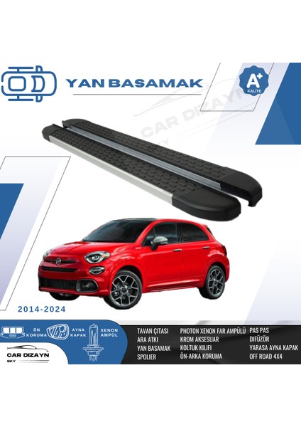 Fiat 500 x Alüminyum Yan Basamak Marşpiyel Koruma 2014>2016>2018>2020>2022>2023>2024>2025