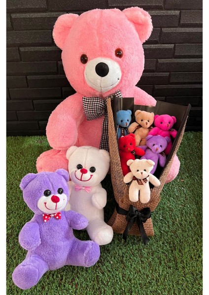 Sevgiliye Hediye 55 Cm Pembe Ayıcık - Rengarenk Ayıcık Buketi - Mor Beyaz 25CM Ayıcıklar fiyatları