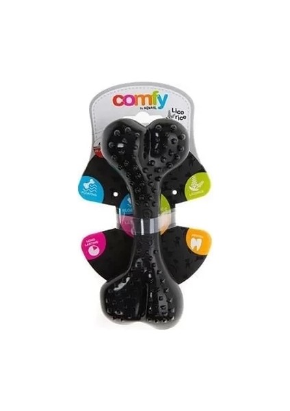 Comfy Toy Kemik Şeklinde Meyan Kökü Aromalı Köpek Oyuncağı Siyah 16.5 cm