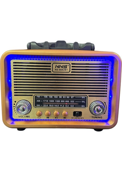 NS-6682 USB / Tf Kart / Fm Retro Taşınabilir Bluetooth Hoparlör
